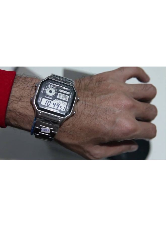 كاسيو ساعة يد رقمية للشباب AE-1200WHD-1AV - قياس 45 مم - لون فضي للرجال - Image 4