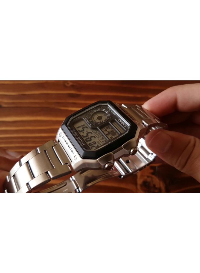 كاسيو ساعة يد رقمية للشباب AE-1200WHD-1AV - قياس 45 مم - لون فضي للرجال - Image 5