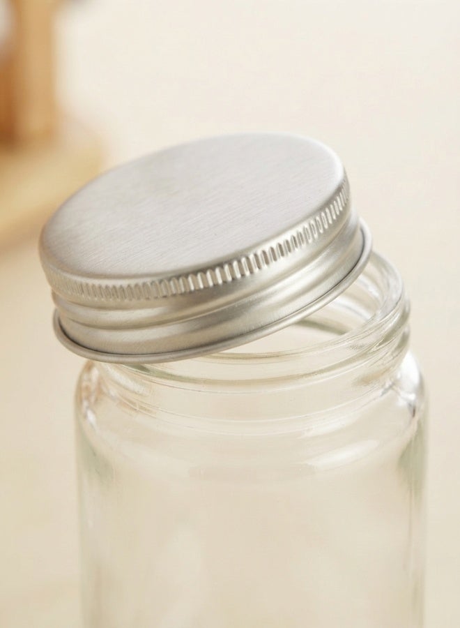 BILLI 12-Piece Spice Bottle With Lid And Rotating Stand Beige/Silver/Clear 15.5x15.5x22.5cm - Image 5