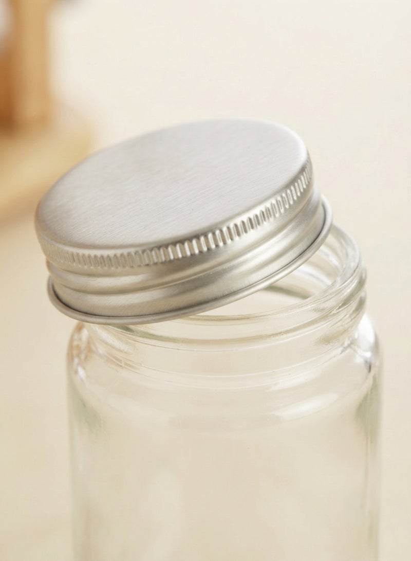 Billi 12-Piece Spice Bottle Set with Aluminium Lids & Rotating Wooden Stand – Glass Spice Jars Organizer Rack, Multi-Colour, 15 x 22.5 x 15 cm Beige/Silver/Clear 15.5x15.5x22.5cm - Image 5