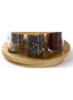 BILLI 6-Piece Spice Bottle With Lid And Stand Beige/Clear 19x12x19cm  - Image 4