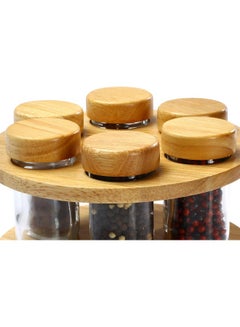BILLI 6-Piece Spice Bottle With Lid And Stand Beige/Clear 19x12x19cm  - Image 3