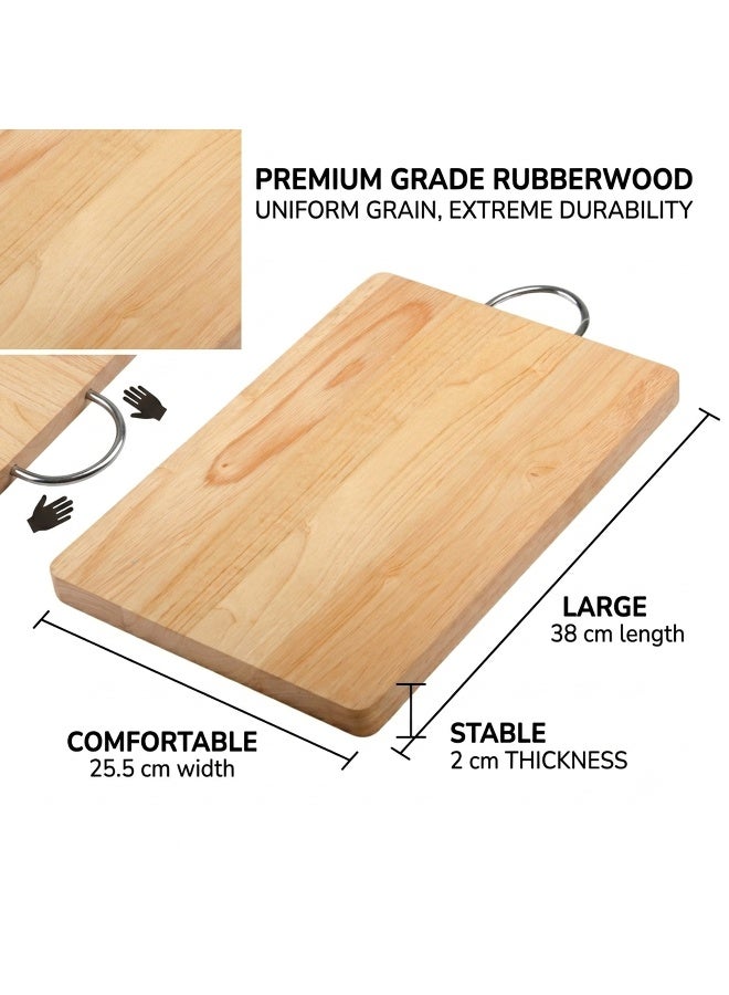 Billi Wooden Cutting Board with Handle, Brown, Durable Chopping and Serving Board for Kitchen Use Beige 20x30x2cm - Image 2