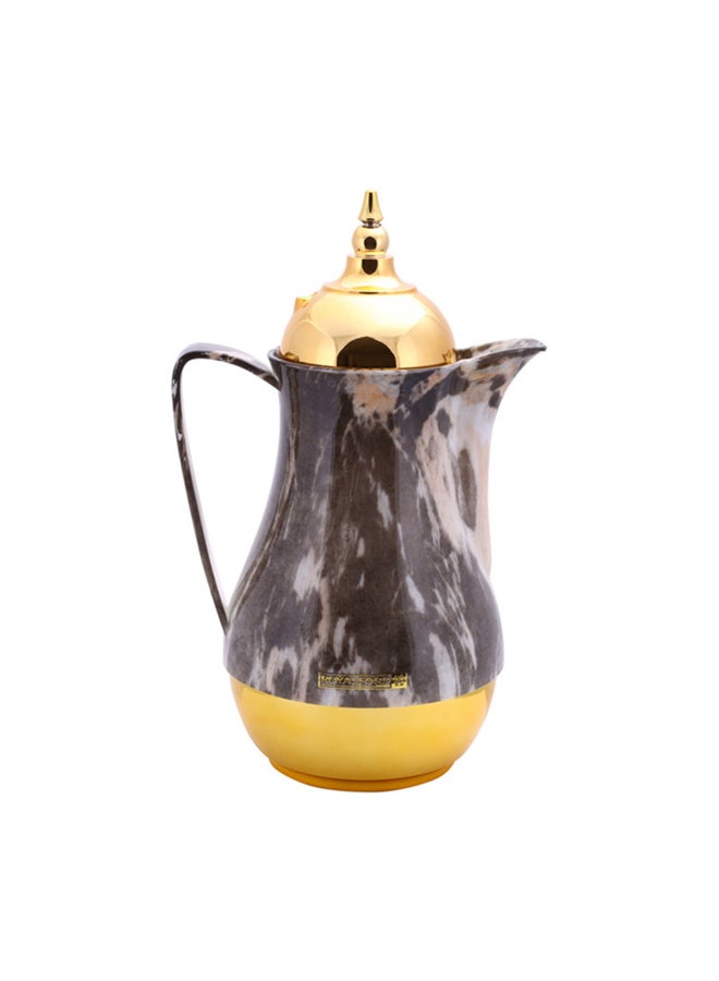 Royalford Royal Marble Tea And Cawa Set 1+1L Pink Glass Inner Multicolor Arabic Calligraphy Print  - Image 2
