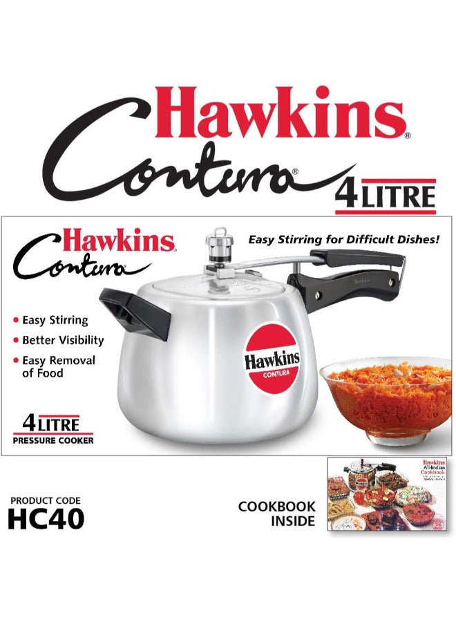 Hawkins Contura Aluminium Pressure Cooker, Inner Lid (HC 40), Black Black 4Liters - Image 3