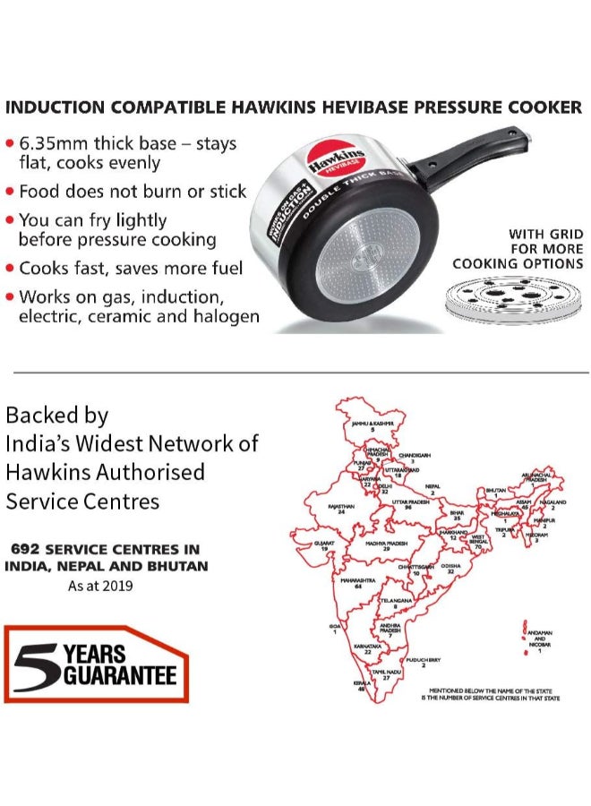 هوكينز طنجرة ضغط هيفيبيس أسود/ فضي 2لترات - Image 3