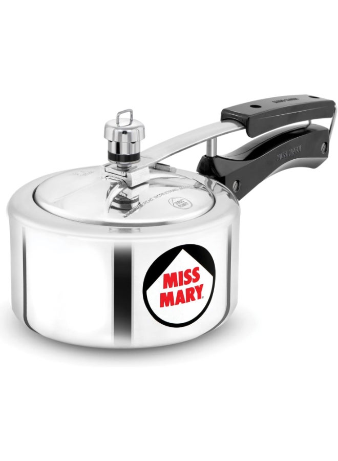 Hawkins Miss Mary Aluminium Pressure Cooker with Inner Lid (MM15), Silver Silver 1.5Liters - Image 1