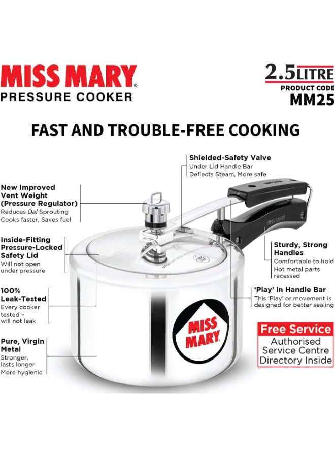 هوكينز طنجرة ضغط مس ماري فضي/ أحمر/أسود 2.5لترات - Image 5