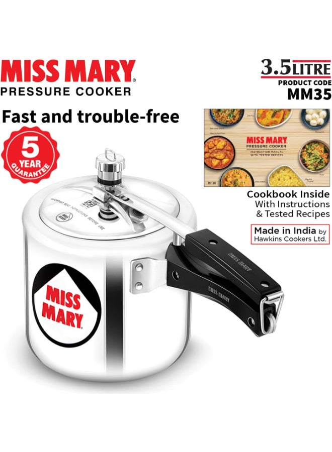 Hawkins 3.5 Liters Miss Mary Aluminium Pressure Cooker,Silver Silver/Red/Black - Image 4