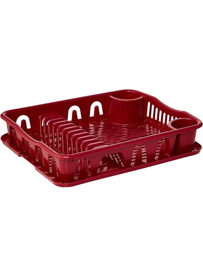 Cosmoplast - Large Dish Rack With Drainer Plastic 50 x 40 x 10 cm Dark Red - Image 1