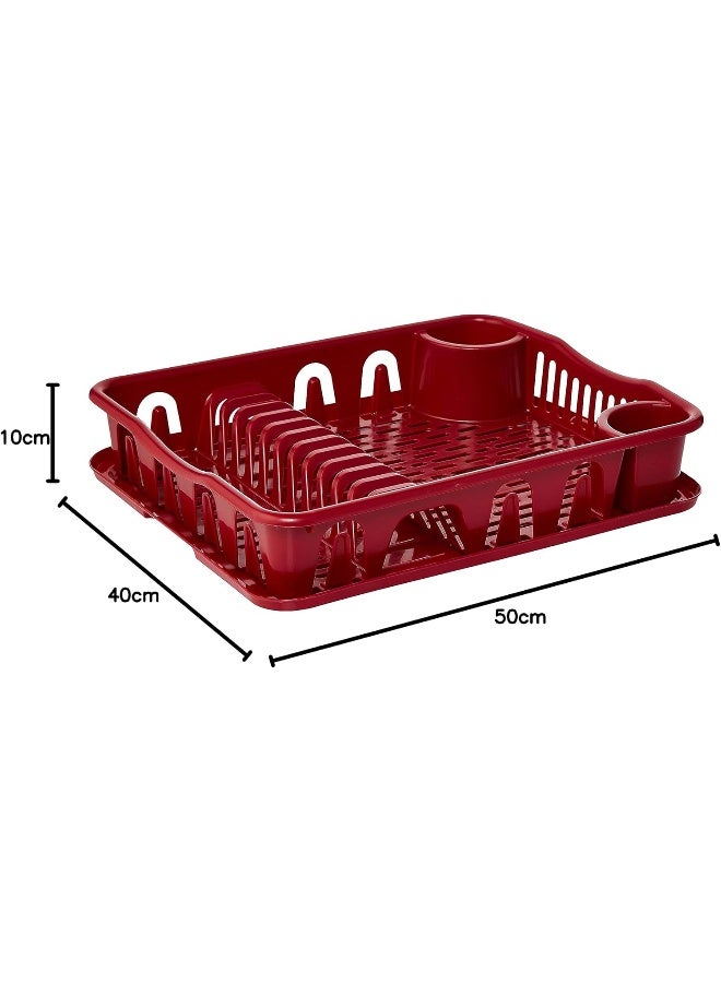 Cosmoplast - Large Dish Rack With Drainer Plastic 50 x 40 x 10 cm Dark Red - Image 1
