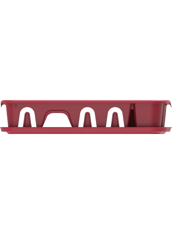 Cosmoplast - Large Dish Rack With Drainer Plastic 50 x 40 x 10 cm Dark Red - Image 1