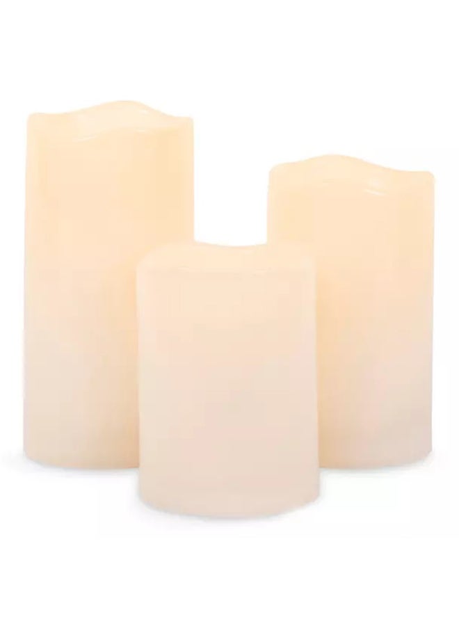 3-Piece Battery Powered Candles With Remote Control Multicolour