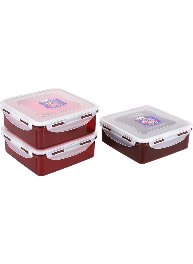 LocknLock Lock & Lock Lunch Box (1.2L Container x3 + 180g Cool Ice Pack + Bag) Red/Clear/Grey - Image 4
