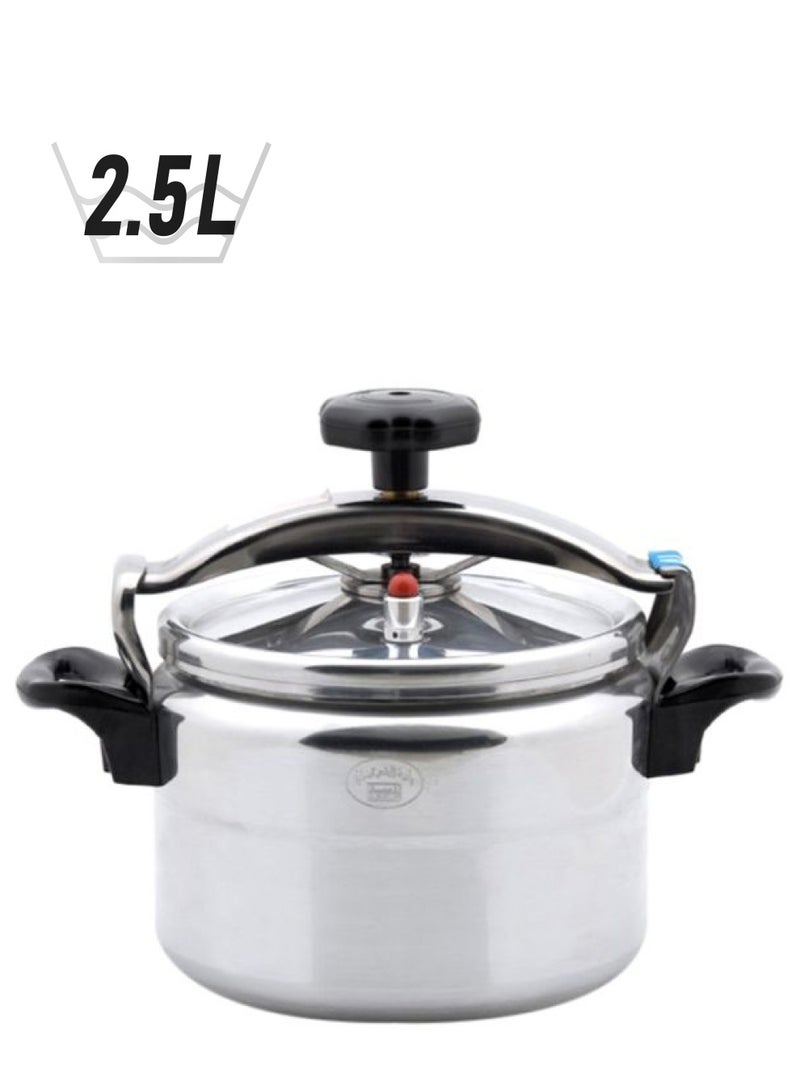 BASURRAH Aluminium Pressure Cooker Silver/Black 2.5Liters  - Image 1
