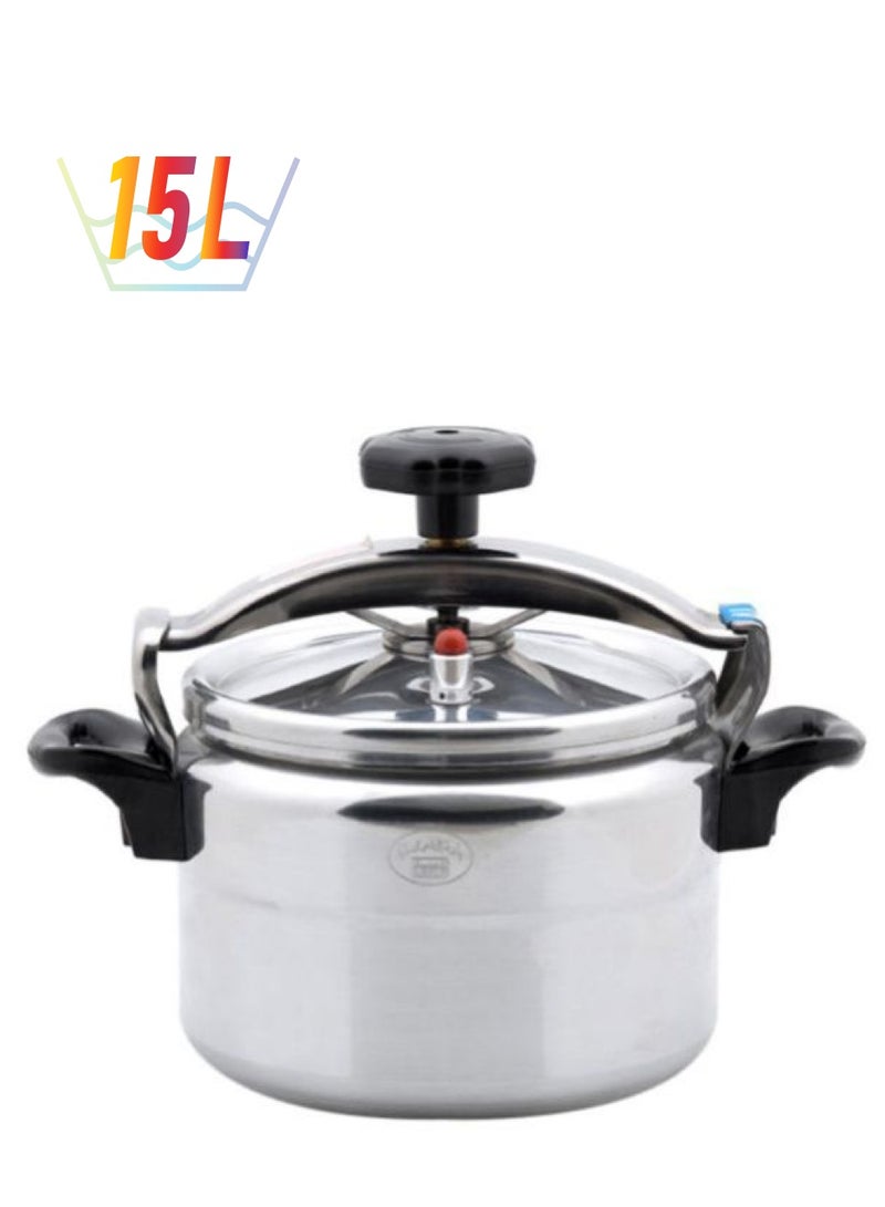 BASURRAH Aluminium Pressure Cooker 15L Silver/Black 15Liters  - Image 1