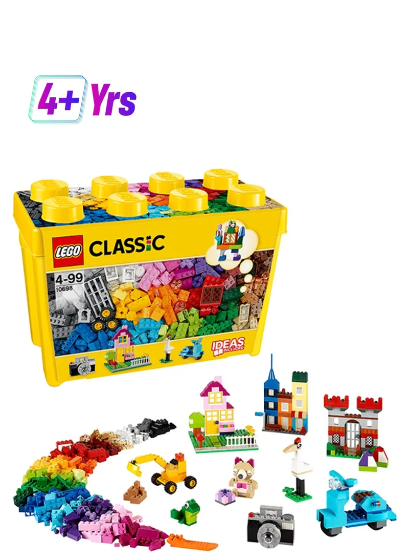 ليغو LEGO Classic Large Creative Brick Storage Box Set, Building Toys for 4 Plus Year Old Boys & Girls, Construction Kit with Windows, Doors, Wheels and a Green Baseplate, Ramadan Gift for Kids 10698