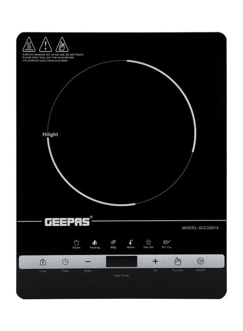 Digital Infrared Cooker- GIC33013/ Single Cooking Hob with Ceramic Heating Element, 2200W Power, 4-Digit LED Display & Touch Control/ 10 Adjustable Power & Temperature Levels, 3hr Timer, Multi-Function Cooking (Hot Pot, Soup, Fry, BBQ, etc.), Energy Saving 2200 W GIC33013 Black