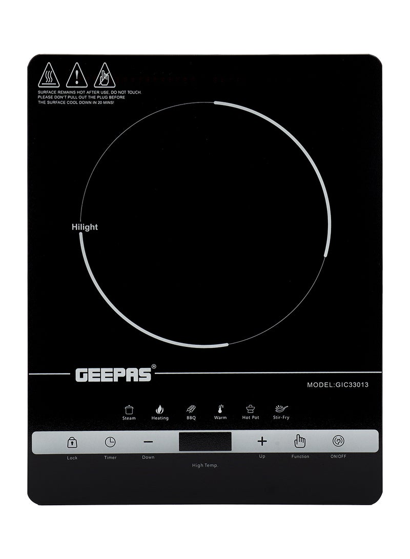 جيباس طباخ رقمي يعمل بالأشعة تحت الحمراء مع شاشة LED مكونة من 4 أرقام و8 إعدادات لدرجة الحرارة ومؤقت قابل للبرمجة لمدة 3 ساعات وعنصر تسخين سيراميك GIC33013 أسود 2200 W GIC33013 أسود - Image 1