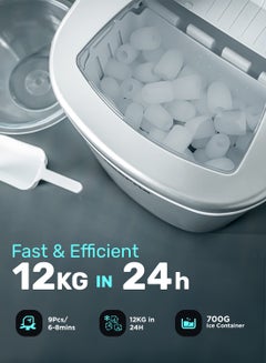 GEEPAS Portable Automatic Ice Maker 12Kg in 24hrs | Two Sizes Ice Cube | Auto Shut Off | Portable Ice Maker | Electric Ice Maker for Home/ Kitchen/ Office/ Bar/ Party 2.2 L 100 W GIM63015UK Silver  - Image 2