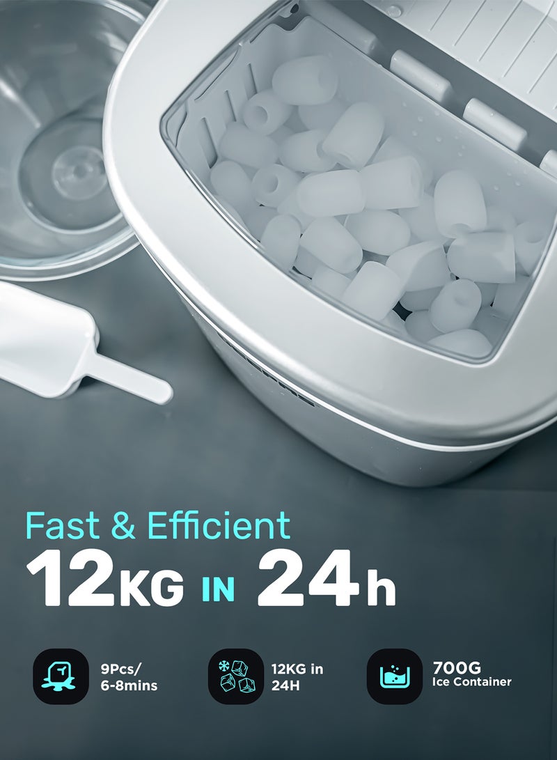 GEEPAS - Portable Automatic Ice Maker 12Kg in 24hrs | Two Sizes Ice Cube | Auto Shut Off | Portable Ice Maker | Electric Ice Maker for Home/ Kitchen/ Office/ Bar/ Party 2.2 L 100 W GIM63015UK Silver - Image 1