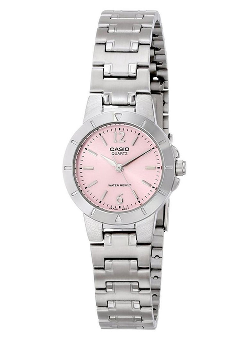 كاسيو ساعة يد بعقارب وسوار من الإستانلس ستيل طراز LTP-1177A-4A1DF - 31 مم - فضي للنساء - Image 1