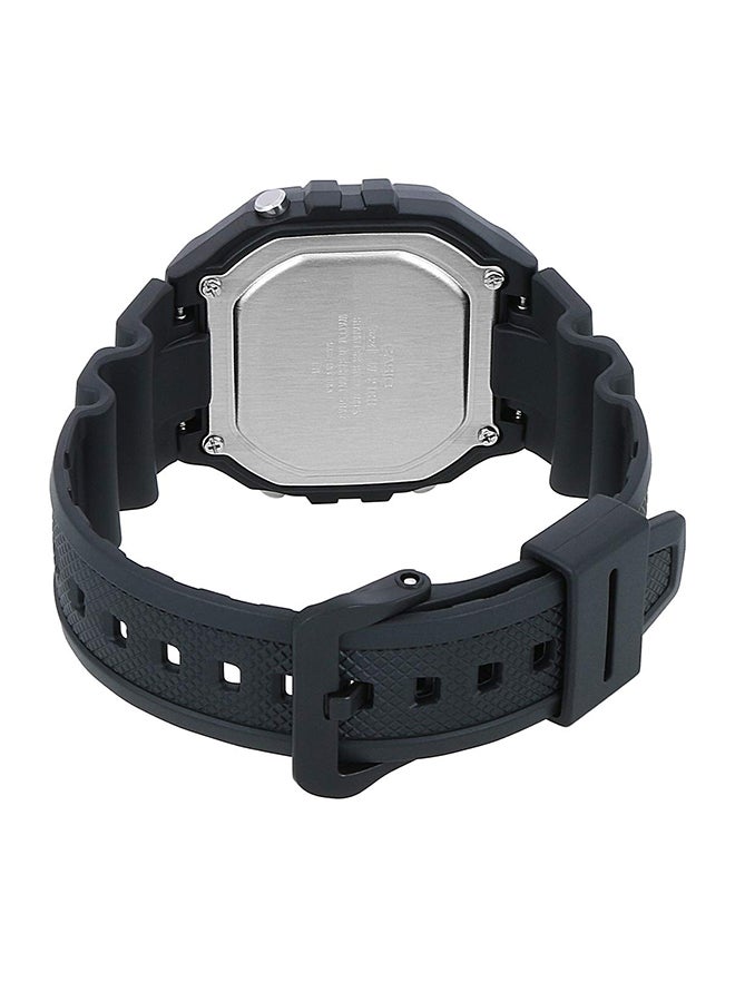 كاسيو ساعة يد رقمية بسوار من الراتينج طراز W-218H-1AVDF - مقاس 43 مم - لون أسود للرجال - Image 2