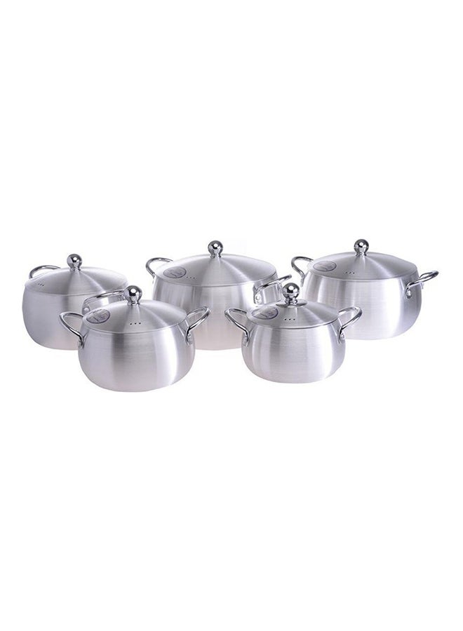 10-Piece Aluminium Cookware Set Silver 