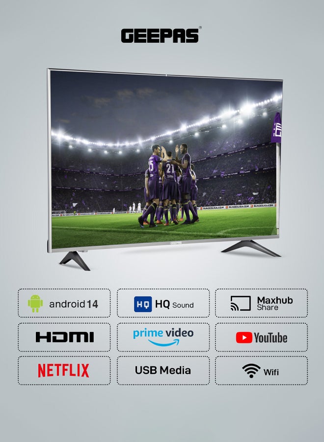 GEEPAS 32 Inch HD Smart LED TV With Remote Control, HDMI And USB Ports, Head Phone Jack, PC Audio In ,Wi-Fi, Android 14.0 With E-Share,YouTube Etc GLED3202SCHD Black - Image 3