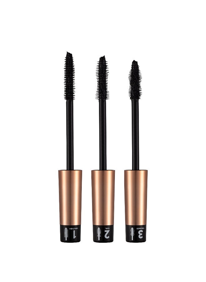 flormar Triple Action Mascara – Length Volume & Curl Boost, Buildable Lash Impact, Smudge-Resistant All-Day Wear Black - Image 2