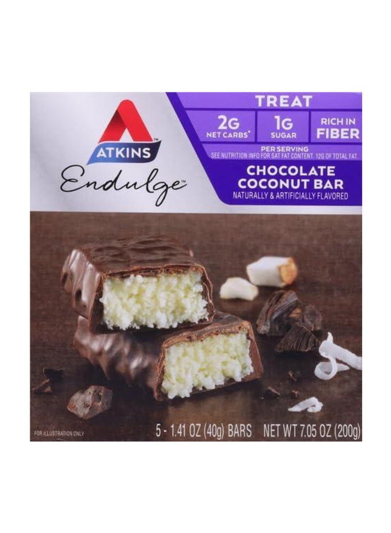 Atkins Endulge Chocolate Coconut Bar 5 Bars Each 1.41 Oz  - Image 1