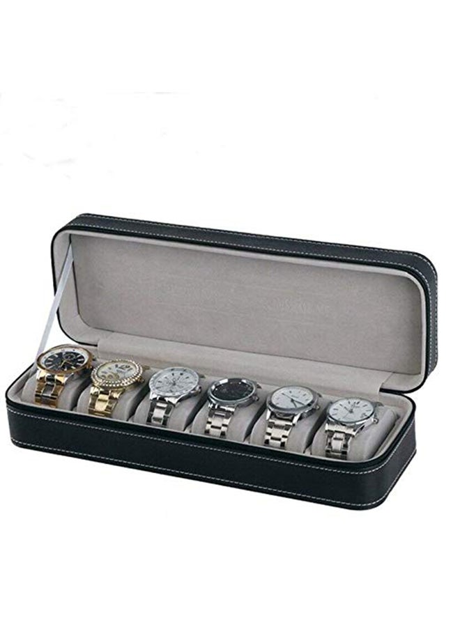 unisex 6-Slot PU Leather Watch Box - Image 4