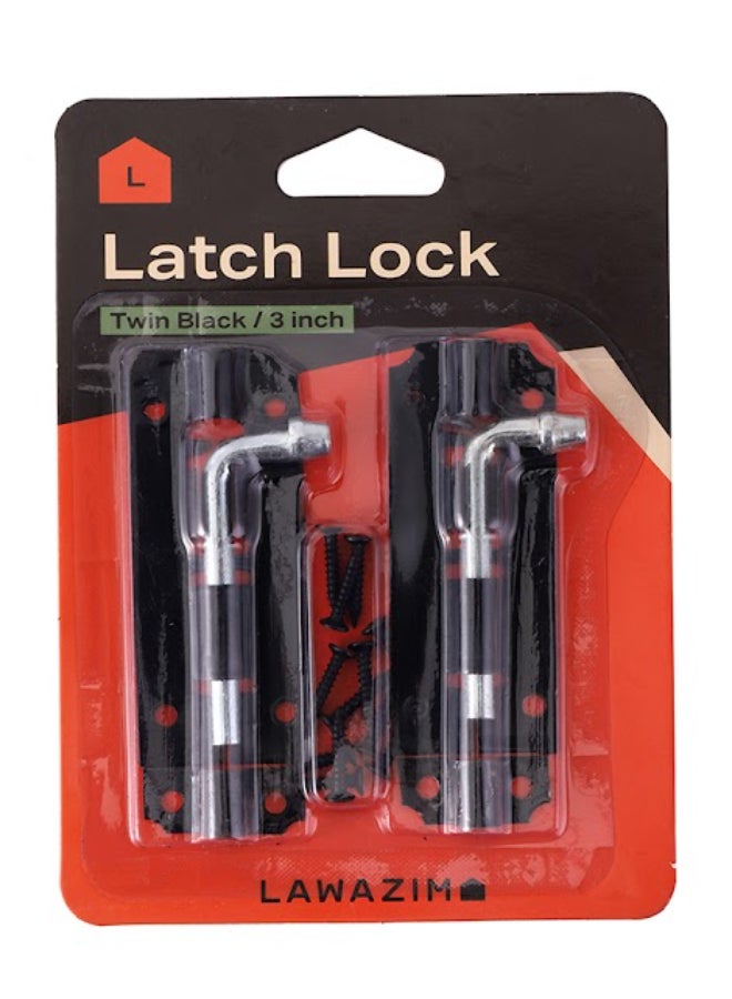 LAWAZIM Lawazim Twin Latch Lock Set Black/Silver 3Inch 2 Piece |Slide Latch Lock, Keyless Entry Door Lock, Thickened Heavy Duty Steel Sliding Door Lock, Easy to Install Gate, Slide Latch Lock Black/Silver 3inch  - Image 3