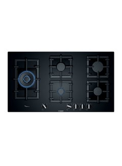 Gas Hob with Dual Flame Power Burner, 90 cm, with Five Powerful High-Efficiency Gas Burners PPS9A6B90M Black