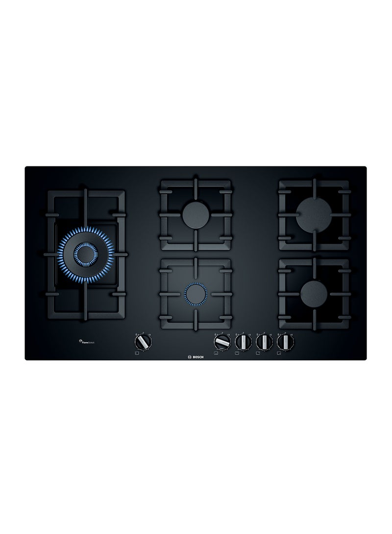 BOSCH - Gas Hob with Dual Flame Power Burner, 90 cm, with Five Powerful High-Efficiency Gas Burners PPS9A6B90M Black - Image 1