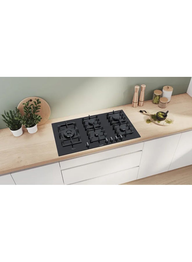 BOSCH - Gas Hob with Dual Flame Power Burner, 90 cm, with Five Powerful High-Efficiency Gas Burners PPS9A6B90M Black - Image 1