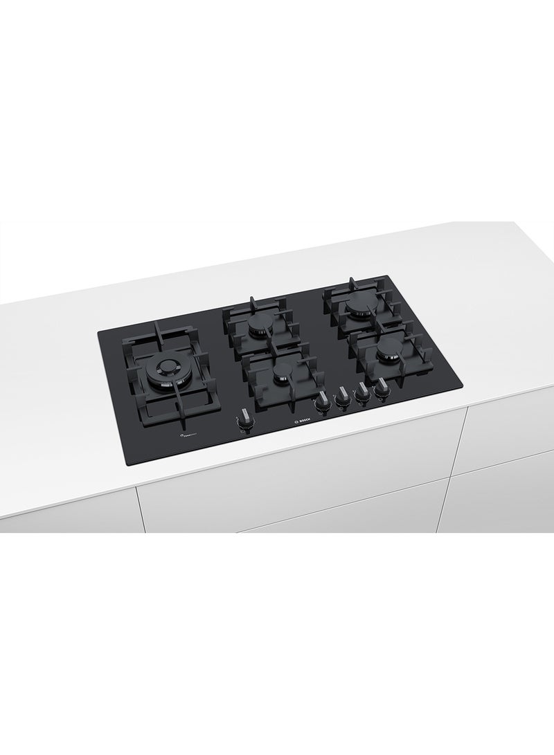 BOSCH - Gas Hob with Dual Flame Power Burner, 90 cm, with Five Powerful High-Efficiency Gas Burners PPS9A6B90M Black - Image 1
