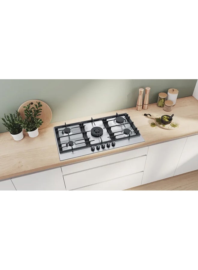 BOSCH - Gas Hob with FlameSelect for Precise Flame Control, 90 cm, with Dual Flame Power Burner PCR9A5B90M Black - Image 1