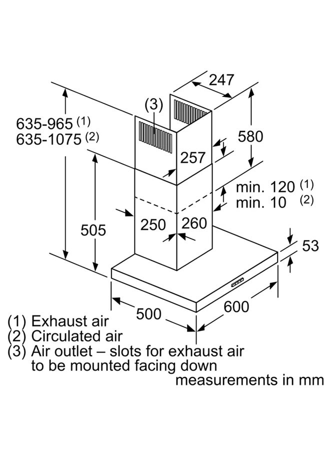 بوش غطاء واقٍ بمدخنة للحائط 100 W DWB64BC51B فضي  - Image 3