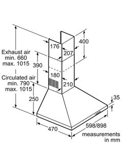 بوش غطاء واقٍ بمدخنة للحائط 135 W DWP94CC50M فضي  - Image 3