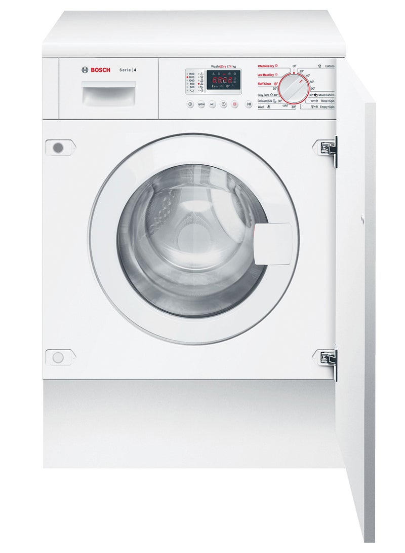 BOSCH - Integrated Washer Dryer with AutoDry, 7/4 kg, with Delay Start and Easy Selection Touch Control 7 kg 2300 W WKD28351GC White - Image 1