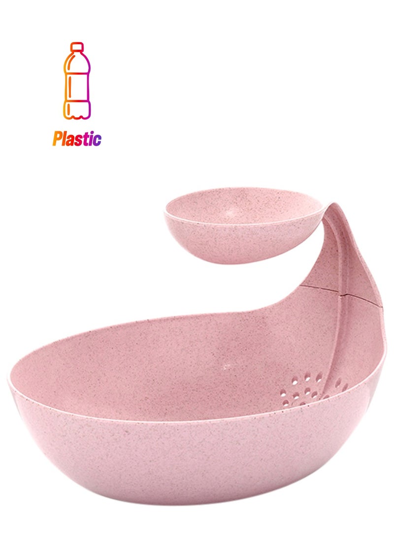 Sharpdo Double-Deck Strainer Food Basket Pink 25x20x15.5cm - Image 1