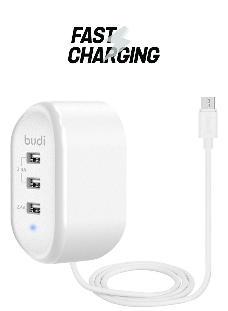 محول محمول بكابل Micro USB مدمج أبيض