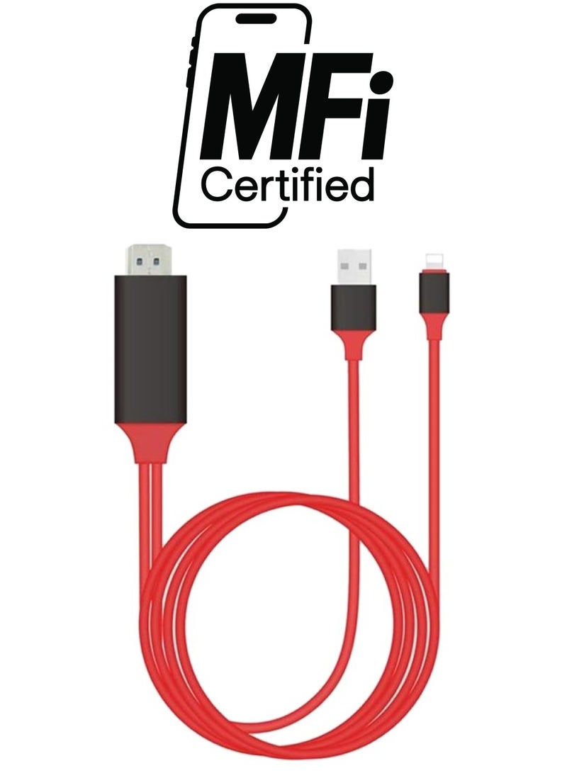 TUTONICA - Lightning To HDMI HDTV Cable Adapter For iPhone And iPad Red - Image 1