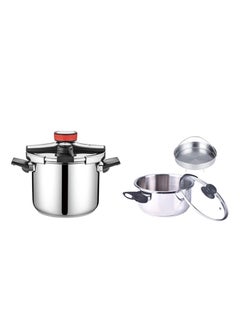 DESSINI 4-Piece Stainless Steel Pressure Cooker  Cookware Set Silver/Black 