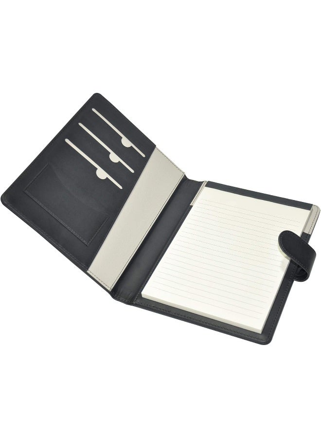 FIS Executive Folder with Writing Pad - Black Italian PU Cover, 80 Sheets, Gift Box Black - Image 1
