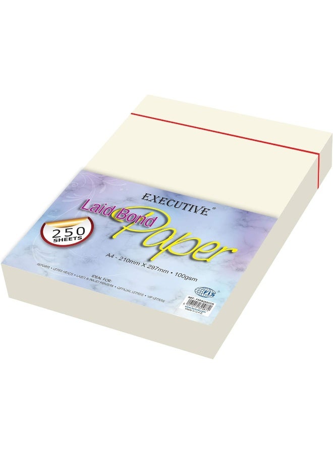 FIS Executive Laid Paper, A4 Size, 100gsm, 250 Sheets, Corona Cream
