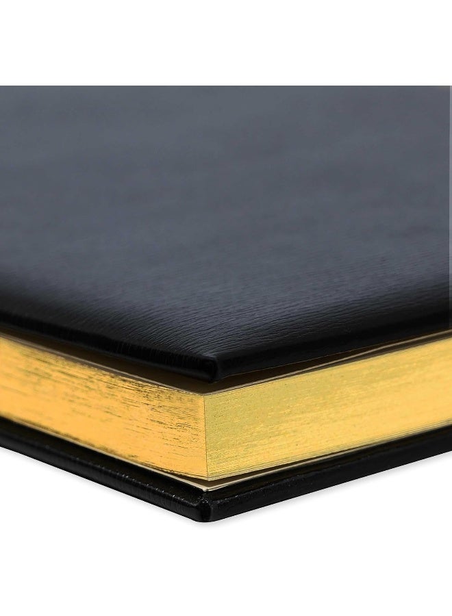 FIS Golden Book with Vinyl Cover - 280x275mm, 96 Sheets, Gold Gilding, Black Color, Gift Box Included Black/Gold - Image 5