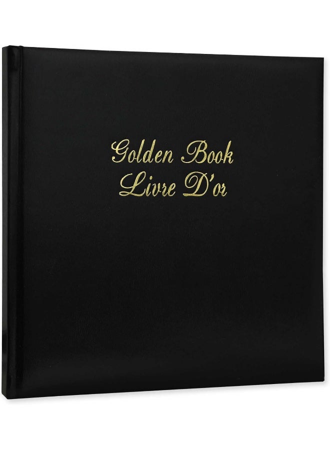 FIS Golden Book with Vinyl Cover - 280x275mm, 96 Sheets, Gold Gilding, Black Color, Gift Box Included Black/Gold - Image 2