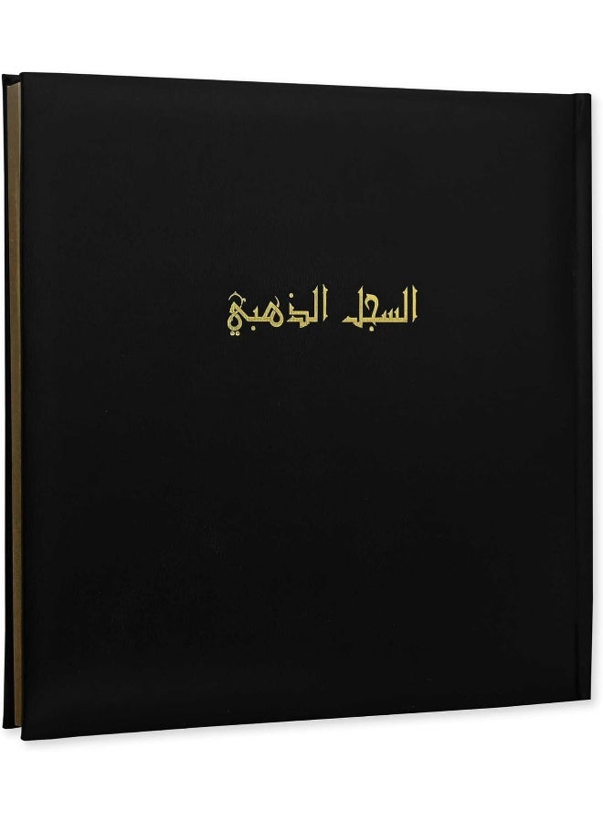 FIS Golden Book with Vinyl Cover - 280x275mm, 96 Sheets, Gold Gilding, Black Color, Gift Box Included Black/Gold - Image 3
